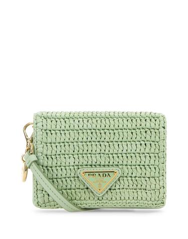 [해외직구][X45]프라다 1MR0242CYC F0934 여성 지갑 반지갑 장지갑 카드지갑 Pastel green raffia card holder