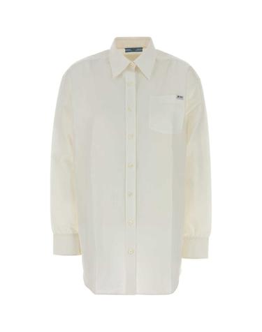 [해외직구][X45]프라다 P448JSOOO189C F0009 여성 셔츠 남방 블라우스 White linen blend shirt