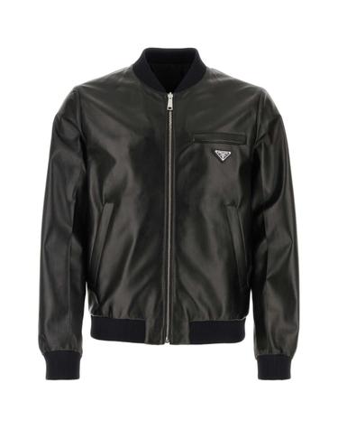[해외직구][X45]프라다 UPW280SOOO038 F0002 남성 데님 패딩 베스트 다운 블레이저 봄버 Black nappa leather reversible bomber jacket