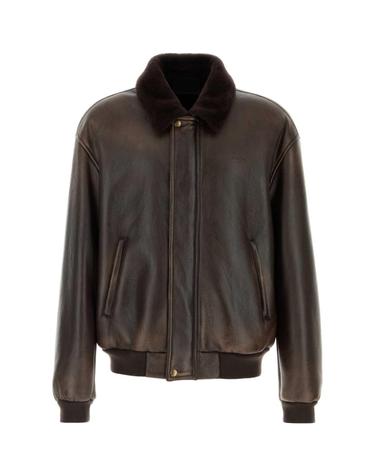 [해외직구][X45]프라다 UPW629SOOO6264 F0003 남성 데님 패딩 베스트 다운 블레이저 봄버 Dark brown shearling jacket