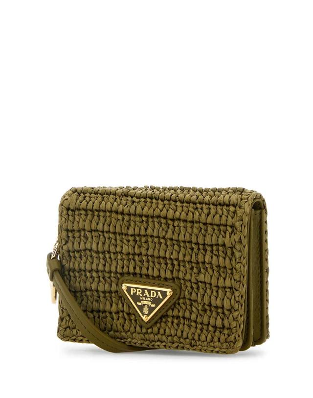 프라다 [해외직구][X45]프라다 1MR0242CYC F0393 여성 지갑 반지갑 장지갑 카드지갑 Olive green raffia card holder 착용컷