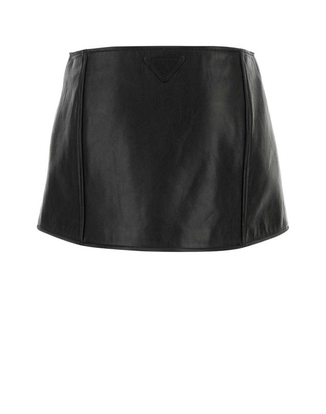 프라다 [해외직구][X45]프라다 51893SOOO11KD F0002 여성 스커트 치마 롱 미디 미니스커트 Black leather mini skirt 착용컷