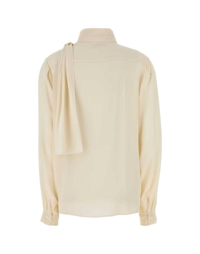 프라다 [해외직구][X45]프라다 P416ISOOO167C F0304 여성 셔츠 남방 블라우스 Ivory silk shirt 착용컷
