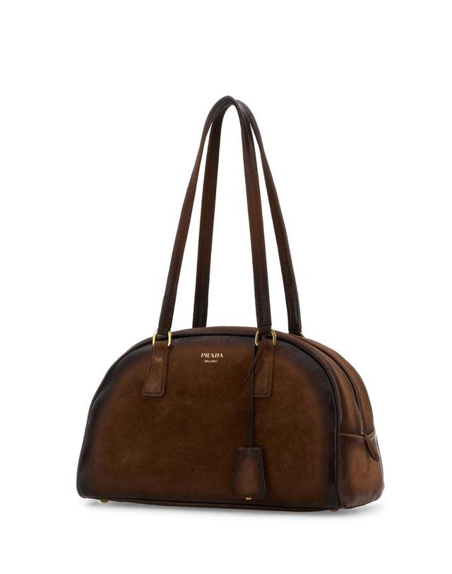 프라다 [해외직구][X45]프라다 1BB1452HMY F0324 여성 토트백 쇼퍼백 탑핸들백 핸드백 Brown suede medium Prada Bowling shoulder bag 착용컷