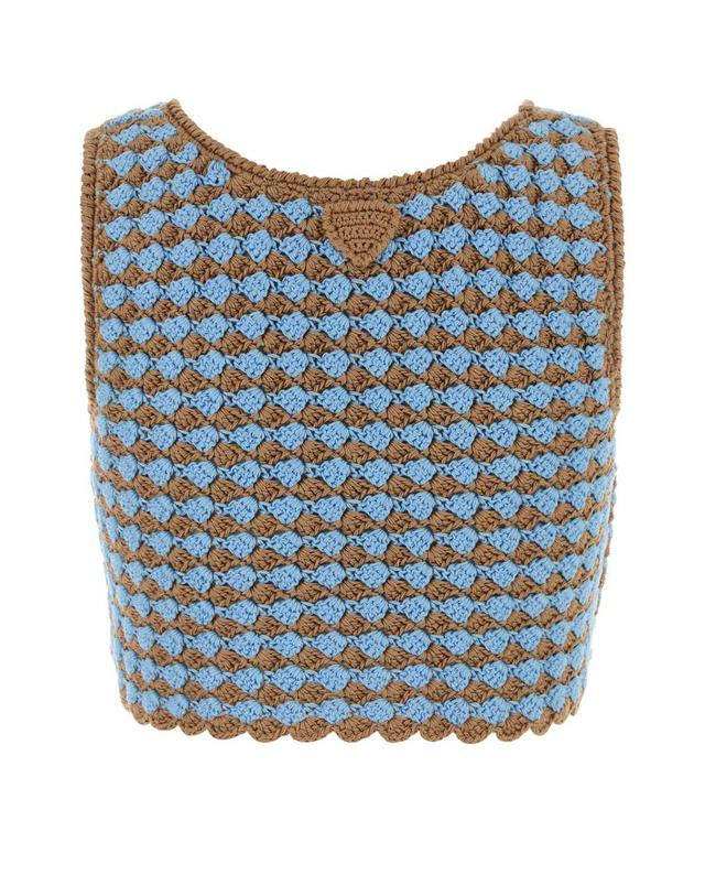 프라다 [해외직구][X45]프라다 P29B65SOOO16SX F0HDX 여성 셔츠 남방 반팔 긴팔 블라우스 Tow tone crochet crop top 착용컷