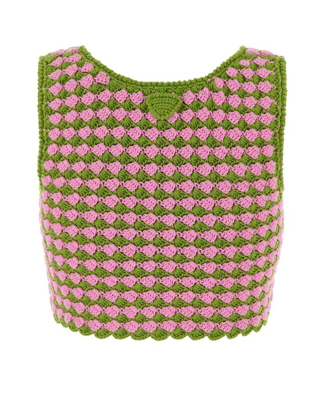 프라다 [해외직구][X45]프라다 P29B65SOOO16SX F0MEX 여성 셔츠 남방 반팔 긴팔 블라우스 Tow tone crochet crop top 착용컷
