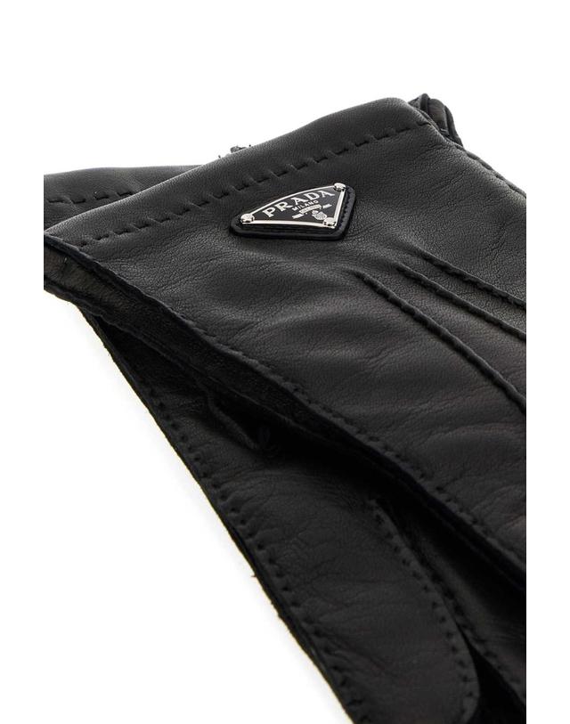 프라다 [해외직구][X45]프라다 2GG05T038 F0002 남성 장갑 글로브 니트 가죽 Black nappa leather gloves 착용컷