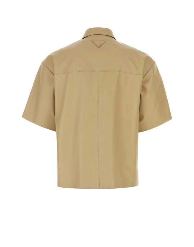 프라다 [해외직구][X45]프라다 UPC209SOOO136K F0241 남성 셔츠 남방 긴팔 반팔 Beige leather shirt 착용컷