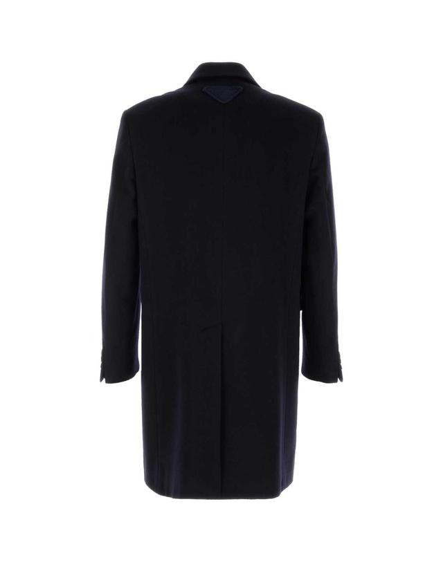 프라다 [해외직구][X45]프라다 UC486MS23218I1 F0008 남성 코트 하프 롱 트렌치 오버 Dark blue wool blend coat 착용컷