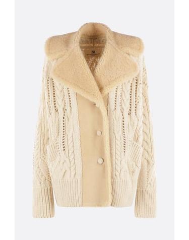 [해외직구][E32]ERMANNO SCERVINO D495D305SHQTK10105 여성 코트 ERMANNO SCERVINO single breasted coat in knit and shearling