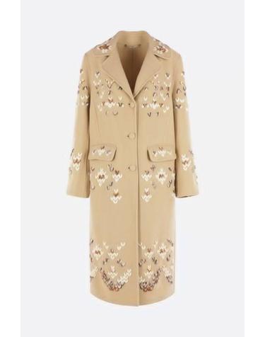 [해외직구][E32]ERMANNO SCERVINO D496D330RZBG61324 여성 코트 ERMANNO SCERVINO single breasted coat in wool with emrboideries
