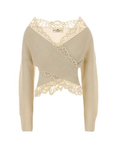 에르마노 설비노 [해외직구][X45]ERMANNO SCERVINO D495M733APYCN 10907 여성 셔츠 남방 반팔 긴팔 블라우스 Cream cashmere sweater