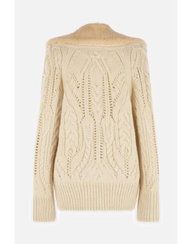 에르마노 설비노 [해외직구][E32]ERMANNO SCERVINO D495D305SHQTK10105 여성 코트 ERMANNO SCERVINO single breasted coat in knit and shearling 착용컷