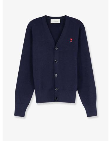 [해외직구][N85]AMI PARIS HKC361 남성 니트 스웨터 가디건 AMI PARIS Wool cardigan with iconic embroidery