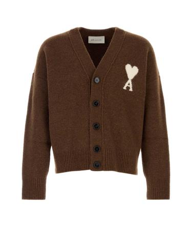 [해외직구][X45]아미 UKC365KN0135 A362 남성 스웨터 니트 가디건 Brown stretch alpaca blend cardigan