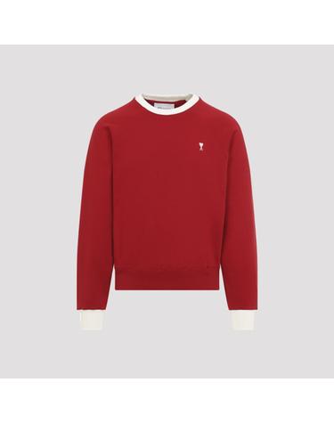 [해외직구][D14]AMI PARIS USW797JE0245 A202 RUBY RED IVO 남성 맨투맨 후드 스웨트셔츠 집업 Ami Paris Bicolor Sweatshirt
