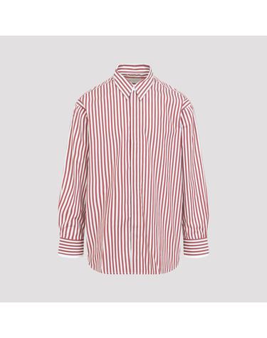 [해외직구][D14]AMI PARIS USH863CO0250 A219 RUBY RED WHI 남성 셔츠 남방 Ami Paris Large Striped Shirt