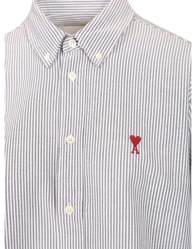 아미 [해외직구][A94]아미 BFUSH063CO0087039 공용 셔츠 AMI AMI Striped Shirt 착용컷