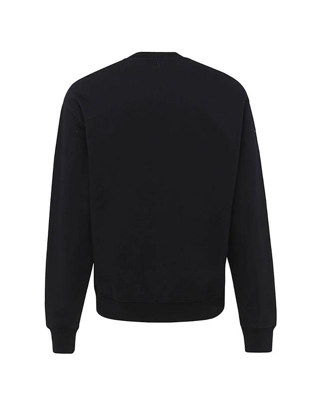 아미 [해외직구][B47]AMI PARIS BFUSW035730001 남성 맨투맨 스웨트셔츠 상의 BLACK COTTON SWEATSHIRT 착용컷