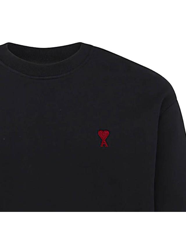 아미 [해외직구][B47]AMI PARIS BFUSW035730001 남성 맨투맨 스웨트셔츠 상의 BLACK COTTON SWEATSHIRT 착용컷