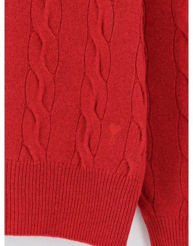 아미 [해외직구][N85]AMI PARIS UKS880 남성 맨투맨 후드 스웨트셔츠 AMI PARIS Wool sweater with cable knit 착용컷