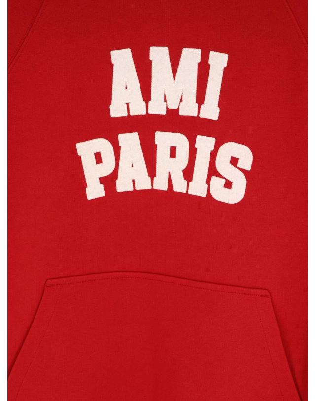 아미 [해외직구][N85]AMI PARIS USW803 남성 맨투맨 후드 스웨트셔츠 AMI PARIS Organic cotton sweatshirt 착용컷