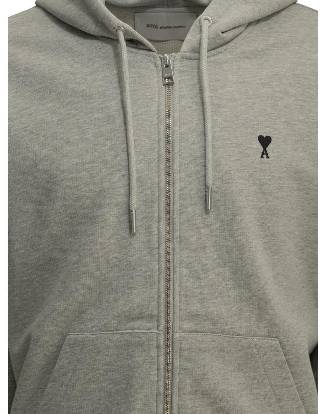 아미 [해외직구][V90]Ami Paris HSW7657300951 남성 스웨트셔츠 후드 맨투맨 Ami de Couer Zip Up Sweatshirt 착용컷