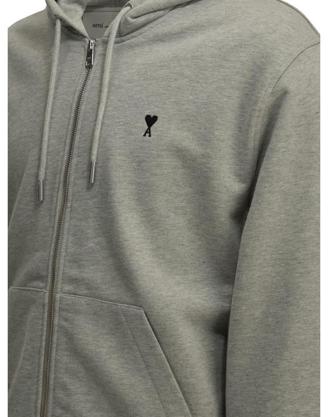 아미 [해외직구][V90]Ami Paris HSW7657300951 남성 스웨트셔츠 후드 맨투맨 Ami de Couer Zip Up Sweatshirt 착용컷
