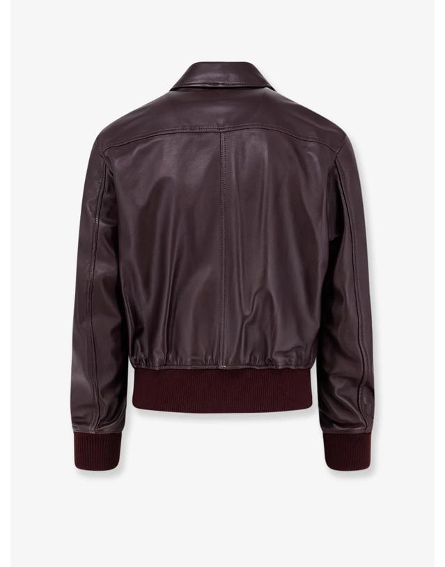 아미 [해외직구][N85]AMI PARIS HJK850 남성 자켓 블레이저 코트 패딩 AMI PARIS Bordeaux leather jacket with zip 착용컷