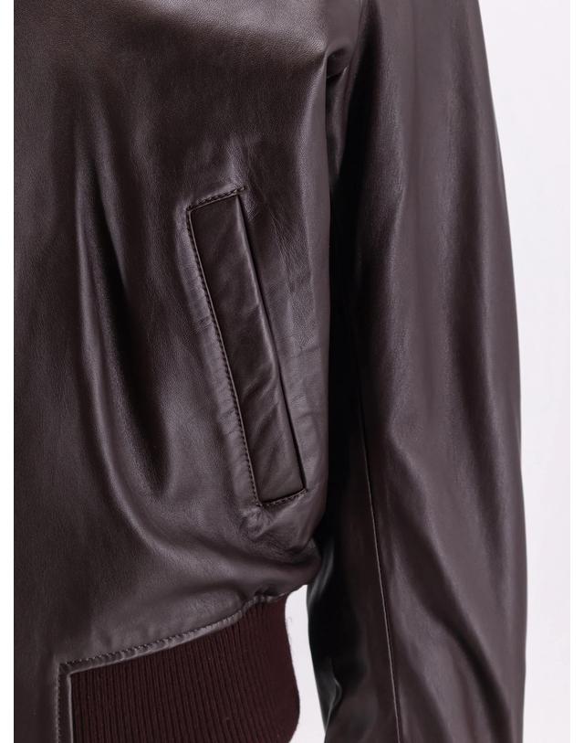 아미 [해외직구][N85]AMI PARIS HJK850 남성 자켓 블레이저 코트 패딩 AMI PARIS Bordeaux leather jacket with zip 착용컷
