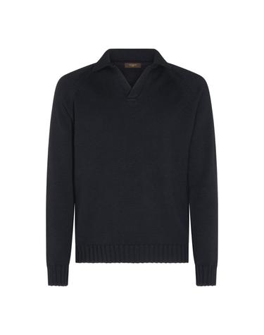 [해외직구][S27]ZANONE 810402ZN286Z1375 남성 니트 가디건 브이넥니트 풀오버니트 스웨터 로고 BLUE WOOL SWEATER