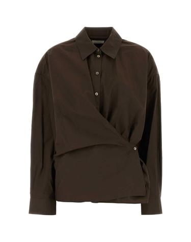 르메르 [해외직구][X45]르메르 SH1141LF1500 BR477 여성 셔츠 남방 블라우스 Dark brown cotton blend shirt