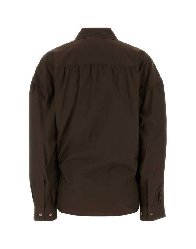 르메르 [해외직구][X45]르메르 SH1141LF1500 BR477 여성 셔츠 남방 블라우스 Dark brown cotton blend shirt 착용컷
