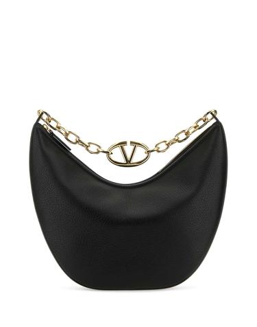 [해외직구][X45]valentino 4W0B0N59JDK 0NO 여성 토트백 쇼퍼백 탑핸들백 핸드백 Black leather medium Hobo VLogo Moon shoulder bag