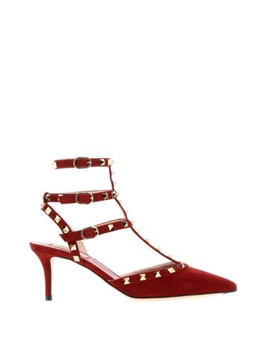 [해외직구][X45]valentino 9W2S0375CVB W16 여성 펌프스 슬링백 하이힐 스트랩힐 Red suede Rockstud pumps