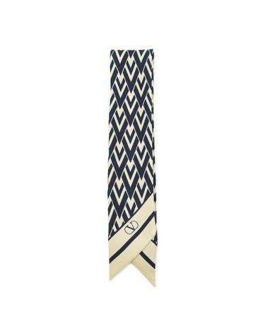 [해외직구][B47]valentino 9W2E6017SHT3GJ 여성 머플러 스카프 방도 IVORY AND NAVY SILK SCARF