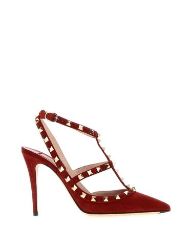 [해외직구][X45]valentino 9W2S0393CVB W16 여성 펌프스 슬링백 하이힐 스트랩힐 Red suede Rockstud pumps