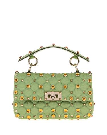 [해외직구][X45]valentino 9W2B0123YFA 3EJ 여성 크로스백 숄더백 미니백 탑핸들백 Green fabric Rockstud handbag