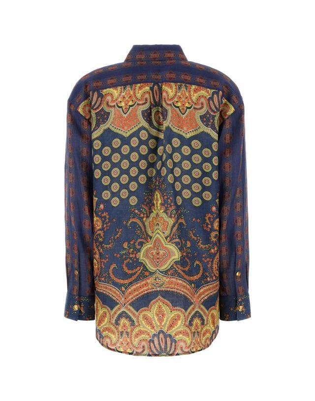 발렌티노 가라바니 [해외직구][X45]valentino 6B3AB7A1950 QPL 여성 셔츠 남방 블라우스 Printed linen shirt 착용컷