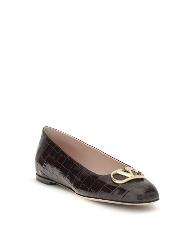 발렌티노 가라바니 [해외직구][K68]valentino 9W2S0PI8LUR REL 여성 발레리나슈즈 플랫슈즈 단화 메리제인 VLogo Signature croc effect Ballerinas 착용컷