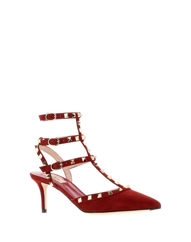 발렌티노 가라바니 [해외직구][X45]valentino 9W2S0375CVB W16 여성 펌프스 슬링백 하이힐 스트랩힐 Red suede Rockstud pumps 착용컷