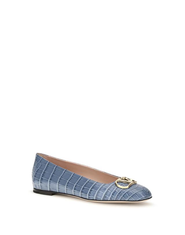 발렌티노 가라바니 [해외직구][K68]valentino 9W2S0PI8LUR 4MA 여성 발레리나슈즈 플랫슈즈 단화 메리제인 VLogo Signature croc effect Ballerinas 착용컷