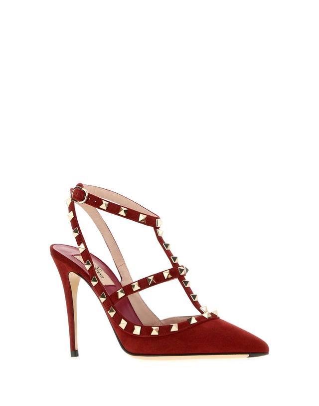 발렌티노 가라바니 [해외직구][X45]valentino 9W2S0393CVB W16 여성 펌프스 슬링백 하이힐 스트랩힐 Red suede Rockstud pumps 착용컷