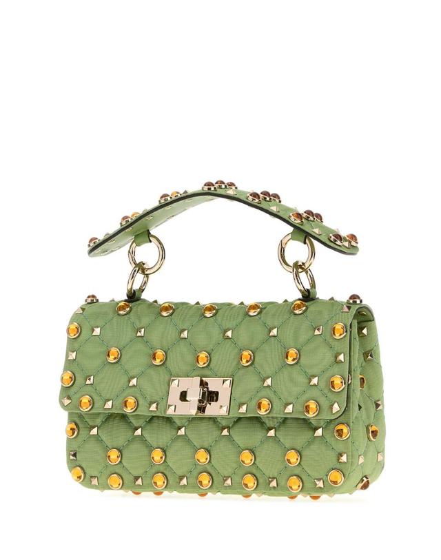 발렌티노 가라바니 [해외직구][X45]valentino 9W2B0123YFA 3EJ 여성 크로스백 숄더백 미니백 탑핸들백 Green fabric Rockstud handbag 착용컷