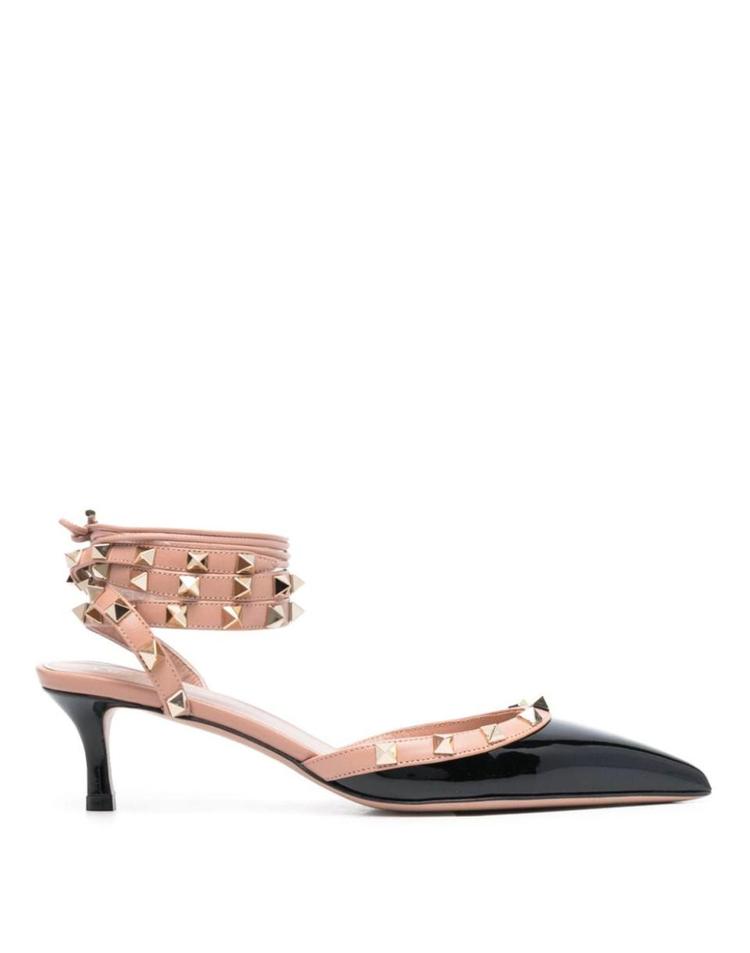 [해외] [발렌티노 가라바니] [Q11]valentino 3W2S0HJ5VNWN71 여성 펌프스 하이힐 슬링백 BLACK AND ROSE CANNELLE LEATHER ROCKSTUD PU