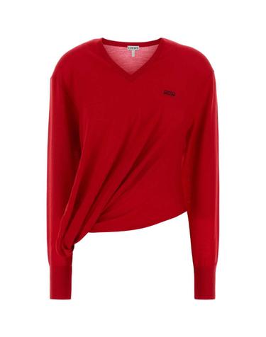 [해외직구][X45]로에베 S540Y14KHD RED 여성 스웨터 니트 가디건 Red wool blend sweater