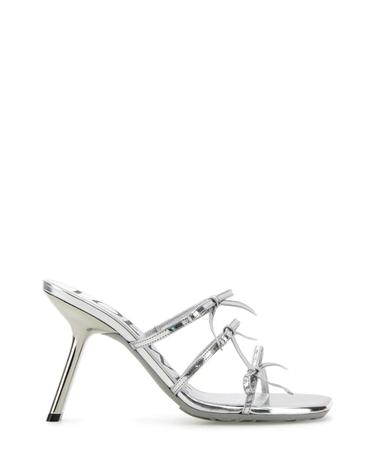 [해외직구][X45]로에베 LPET465X02 SILVER 여성 샌들 슬리퍼 샌들힐 플립플랍 샌들힐 Silver leather Petal mules