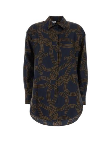 [해외직구][X45]로에베 S616Y05X74 NAVYBROWN 여성 셔츠 남방 블라우스 Printed silk Paula s Ibiza shirt
