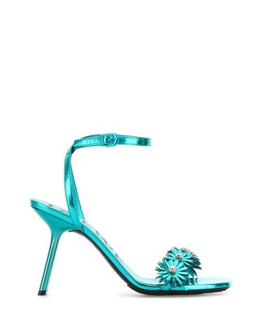 [해외직구][X45]로에베 L616465X67 TURQUOISE 여성 샌들 슬리퍼 샌들힐 플립플랍 샌들힐 Turquoise leather Paula s Ibiza Petal Flower sandals