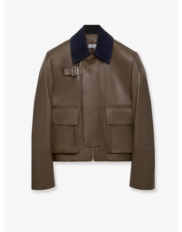 [해외직구][N85]로에베 S359Y34LBC 여성 자켓 블레이저 코트 패딩 LOEWE Lightweight nappa leather short jacket with a corduroy collar